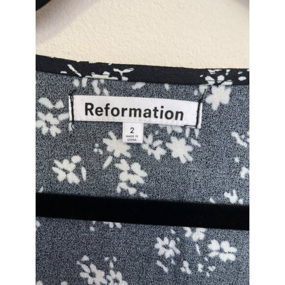 Reformation Black Floral Midi Dress - Picture 6 of 9